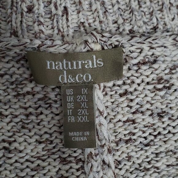 Naturals d & co. Open Front Chunky Knit Short Sleeve Tunic Cardigan NWOT Size 1X - Picture 13 of 16